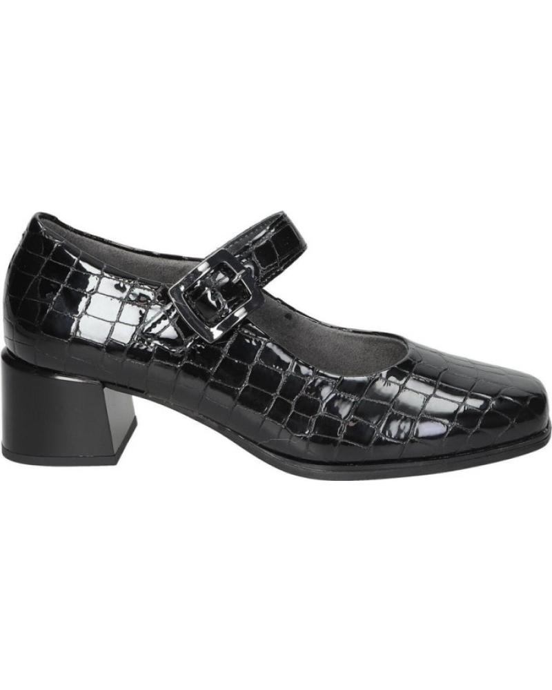 PITILLOS MARY JANE 10821 SCHWARZ KROKODIL-EFFEKT LEDER BLOCKABSATZ NEGRO