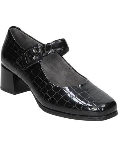 PITILLOS MARY JANE 10821 SCHWARZ KROKODIL-EFFEKT LEDER BLOCKABSATZ NEGRO