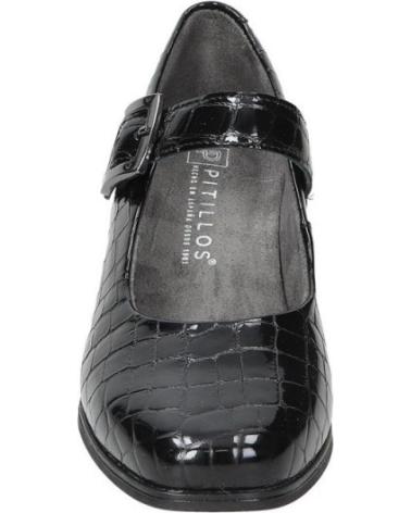 PITILLOS MARY JANE 10821 SCHWARZ KROKODIL-EFFEKT LEDER BLOCKABSATZ NEGRO