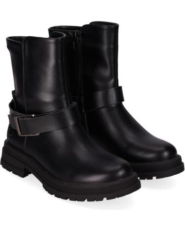CHIKA10 GOMITA 01 SCHWARZE BIKERSTIEFEL MIT ZIERSCHNALLE UND ROBUSTER SOHLE NEGRO-BLACK