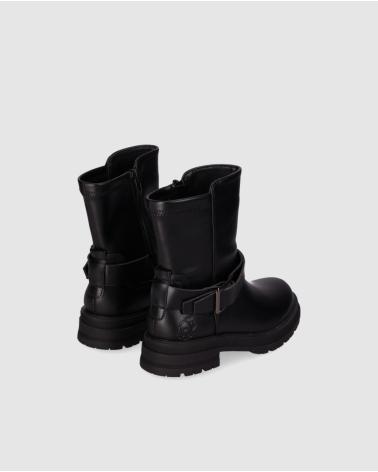 CHIKA10 GOMITA 01 SCHWARZE BIKERSTIEFEL MIT ZIERSCHNALLE UND ROBUSTER SOHLE NEGRO-BLACK