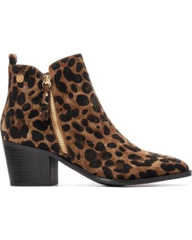 XTI 144648 STIEFELETTE MIT ANIMAL-PRINT CAMEL UND REISSVERSCHLUSS CAMEL