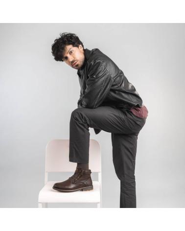 XTI 144668 BROWN ANKLE BOOT WITH LACES AND SIDE ZIPPERS MARRON