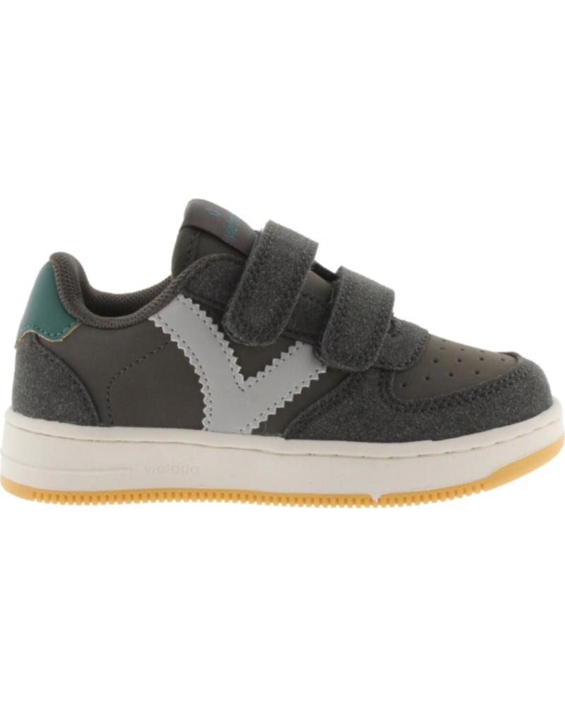 VICTORIA BASKETS TIEMPO VELCRO EFFET CUIR SUÈDE ANTHRACITE GRIS GREY