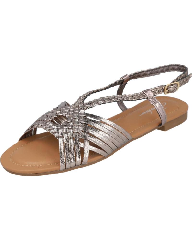 BUBBLE BOBBLE M2494 SANDALIAS PLANAS METALIZADAS DE MUJER PLOMO