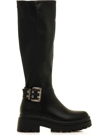 STIVALE ALTO MTNG 54652 NERO CON FIBBIA E SUOLA CARRARMATO NEGRO