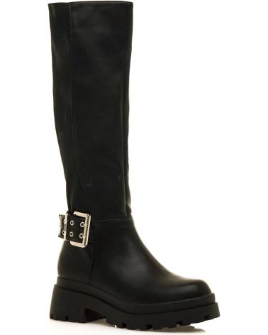 STIVALE ALTO MTNG 54652 NERO CON FIBBIA E SUOLA CARRARMATO NEGRO