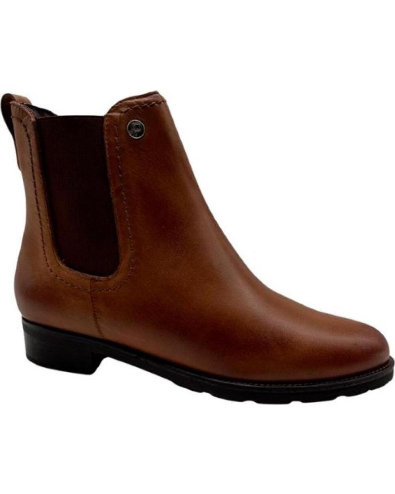 PITILLOS LEDERSTIEFELETTE IN BRAUN MIT SEITLICHEM GUMMIZUG MARRóN