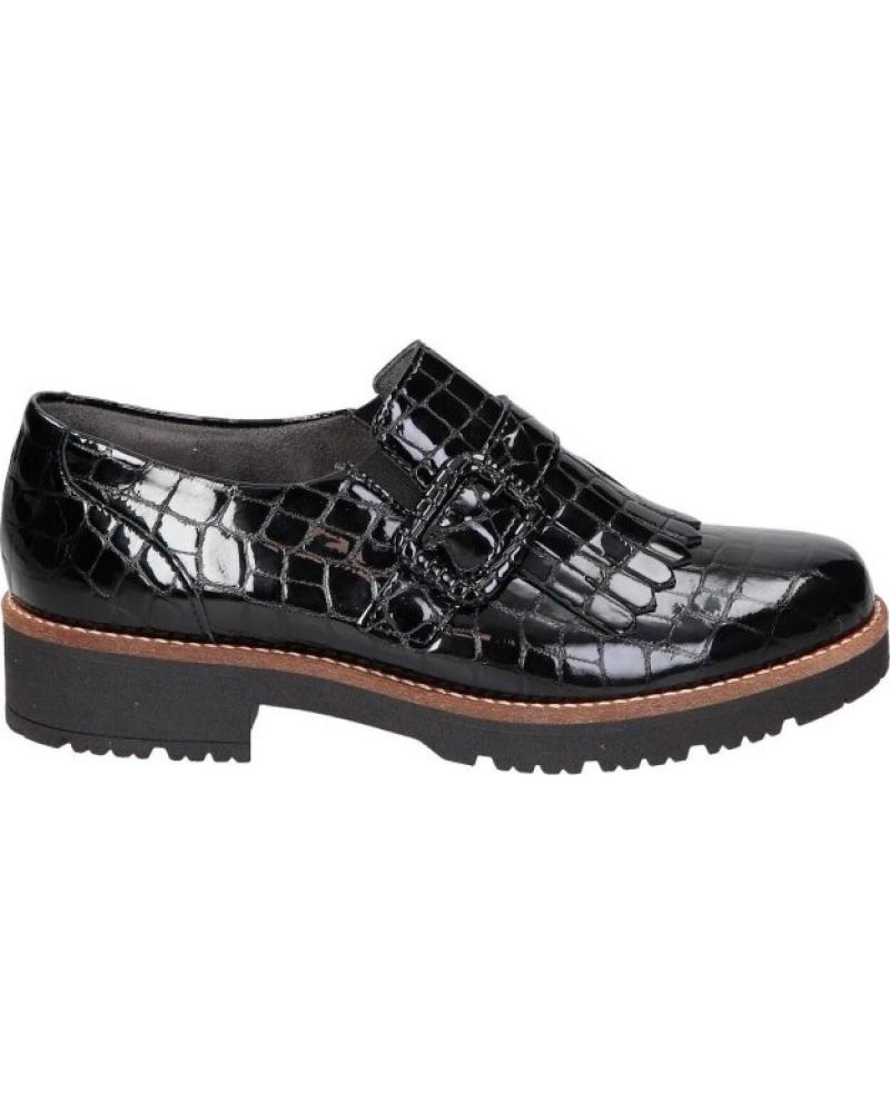 MOCASSINO PITILLOS 10772 IN VERNICE NERA CON FRANGE E TEXTURE COCCODRILLO NEGRO