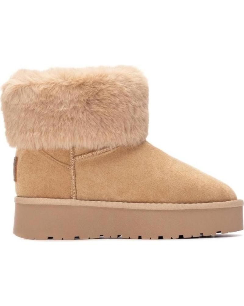 XTI 144719 FLAT ANKLE BOOTS BEIGE WITH FUR DETAIL BEIGE