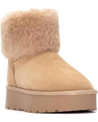 XTI 144719 FLAT ANKLE BOOTS BEIGE WITH FUR DETAIL BEIGE