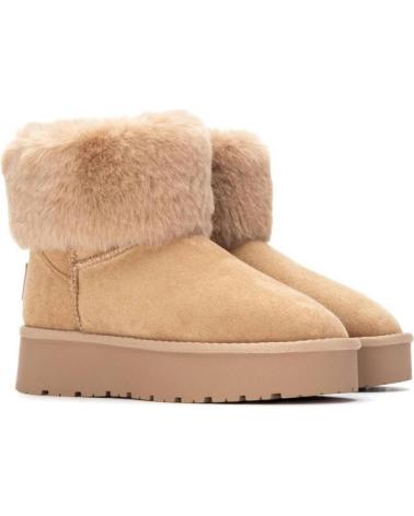 XTI 144719 FLAT ANKLE BOOTS BEIGE WITH FUR DETAIL BEIGE