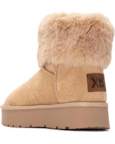XTI 144719 FLAT ANKLE BOOTS BEIGE WITH FUR DETAIL BEIGE