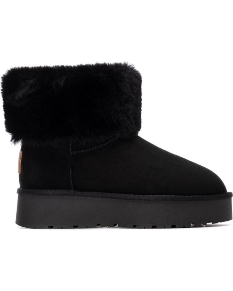 XTI FLAT ANKLE BOOTS 144719 BLACK WITH FUR DETAIL NEGRO