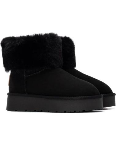 XTI FLAT ANKLE BOOTS 144719 BLACK WITH FUR DETAIL NEGRO