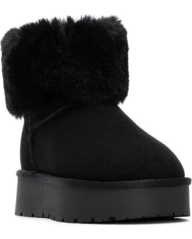 XTI FLAT ANKLE BOOTS 144719 BLACK WITH FUR DETAIL NEGRO