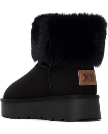 XTI FLAT ANKLE BOOTS 144719 BLACK WITH FUR DETAIL NEGRO