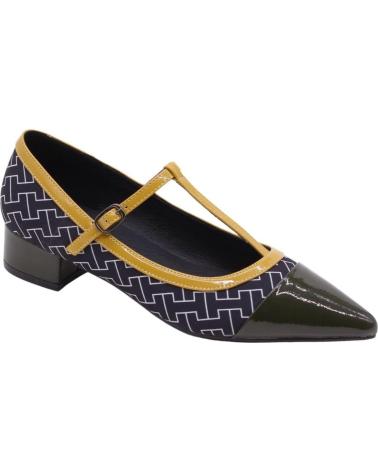 AZAREY SCARPE MARY JANE 597K042 VERDI CON MOTIVO GEOMETRICO E BORDO DORATO VERDE