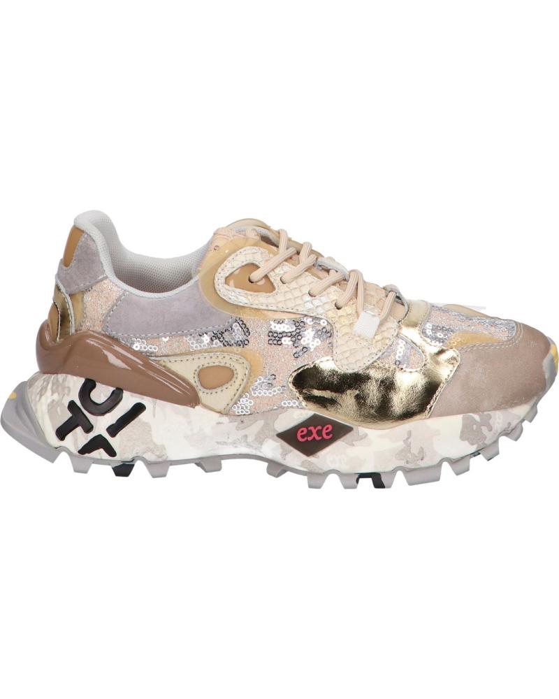 ZAPATILLAS EXE 134-10 PIEL TAUPE DORADO LEATHER TAUPE GOLD