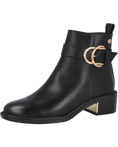 WOMEN'S ANKLE BOOT XTI 143103 BLACK WITH GOLD BUCKLE NEGRO
