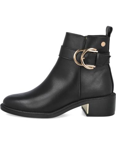 WOMEN'S ANKLE BOOT XTI 143103 BLACK WITH GOLD BUCKLE NEGRO