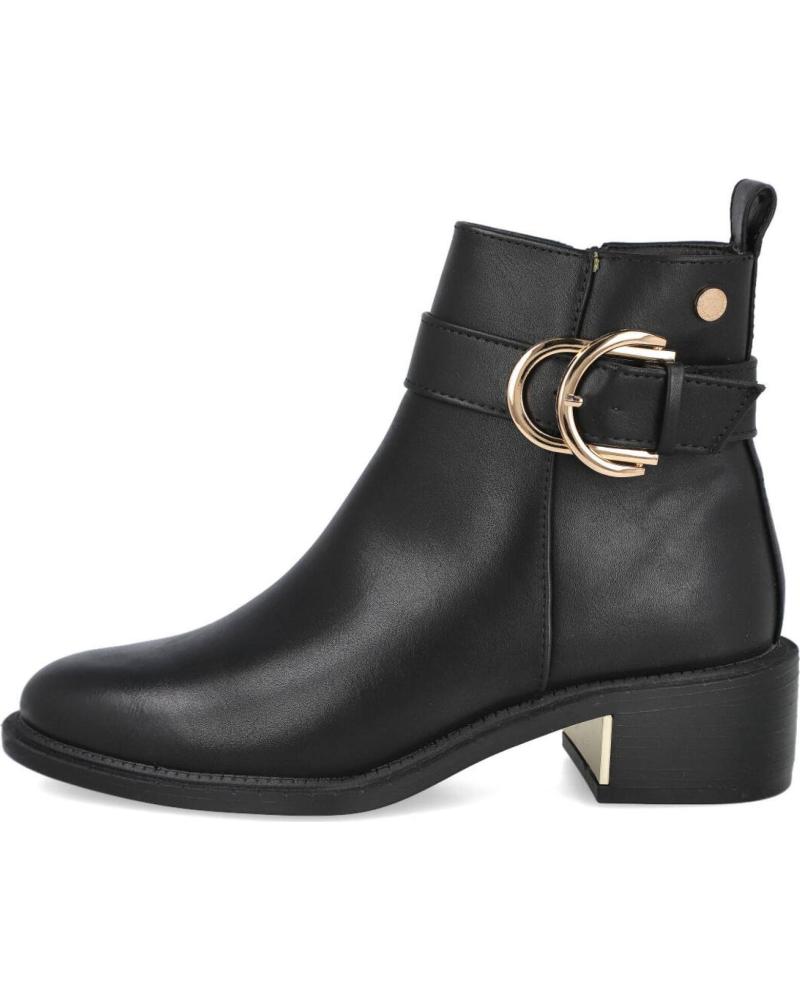 WOMEN'S ANKLE BOOT XTI 143103 BLACK WITH GOLD BUCKLE NEGRO
