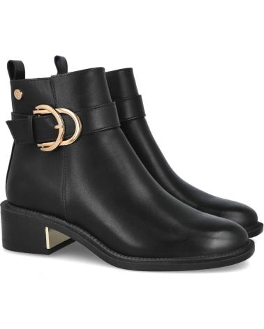 WOMEN'S ANKLE BOOT XTI 143103 BLACK WITH GOLD BUCKLE NEGRO