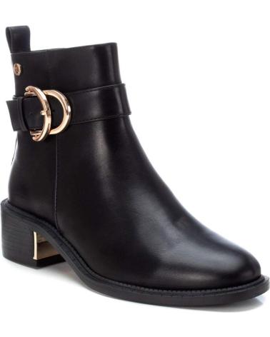 WOMEN'S ANKLE BOOT XTI 143103 BLACK WITH GOLD BUCKLE NEGRO