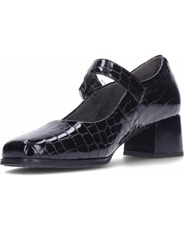 PITILLOS MARY JANE 10821 SCHWARZ KROKODIL-EFFEKT LEDER BLOCKABSATZ NEGRO