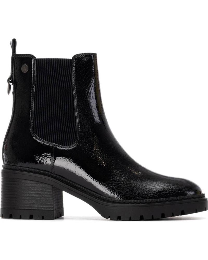 STIVALETTO CHELSEA XTI 144277 NERO EFFETTO VERNICE CON SUOLA CARRARMATO NEGRO