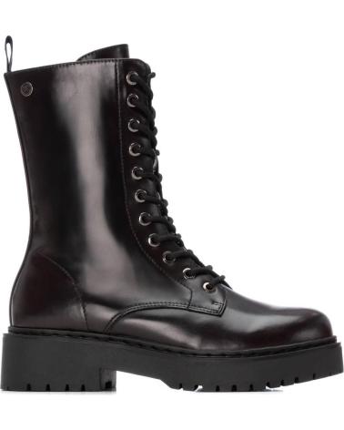 XTI 144388 BURGUNDY LACE-UP COMBAT BIKER BOOTS ROJO