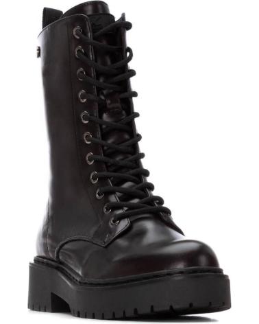 XTI 144388 BURGUNDY LACE-UP COMBAT BIKER BOOTS ROJO