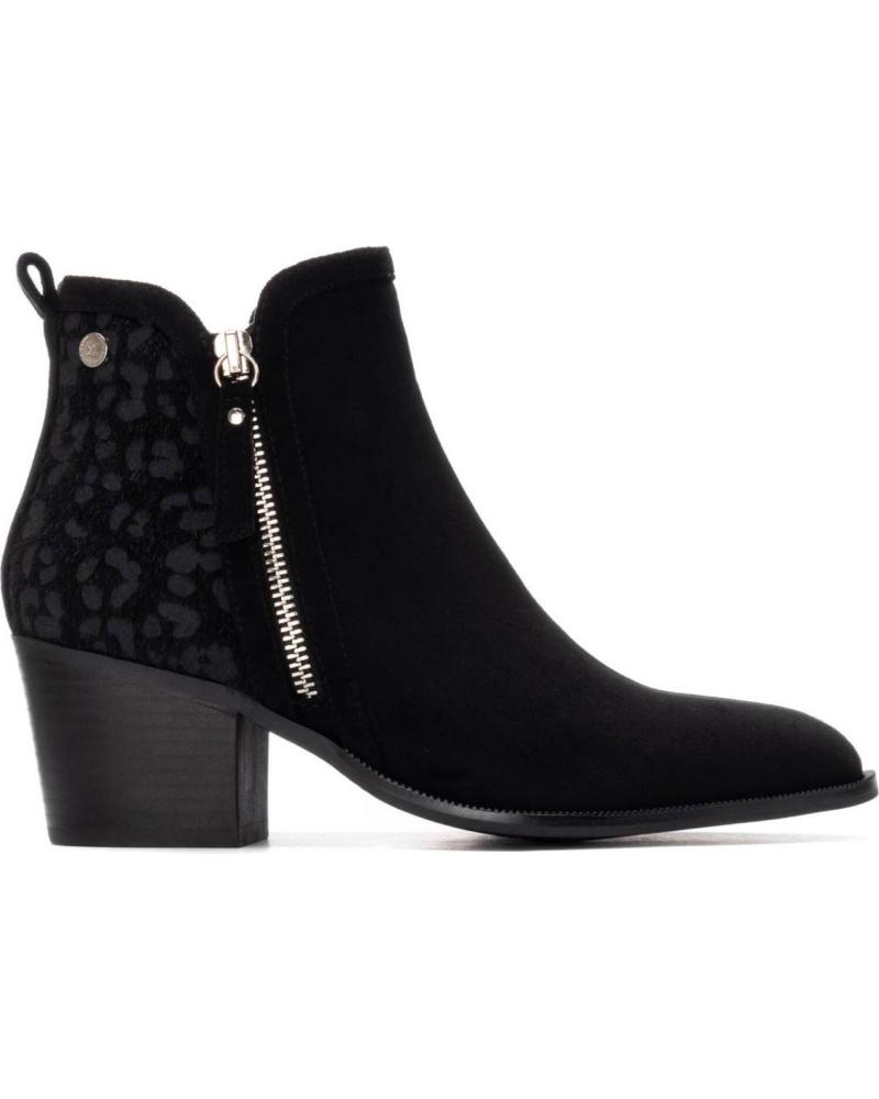 XTI 144647 BLACK ANKLE BOOTS WITH TONAL ANIMAL PRINT AND BLOCK HEEL NEGRO