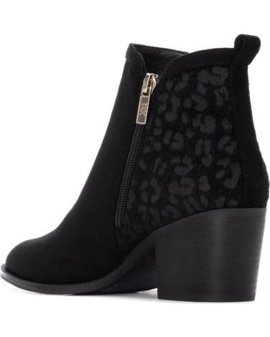 XTI 144647 BLACK ANKLE BOOTS WITH TONAL ANIMAL PRINT AND BLOCK HEEL NEGRO