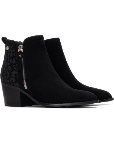 XTI 144647 BLACK ANKLE BOOTS WITH TONAL ANIMAL PRINT AND BLOCK HEEL NEGRO
