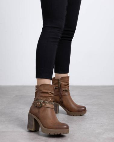 REFRESH 172917 CAMEL - BOTTINE AVEC BOUCLE ET CHAÎNE CAMEL