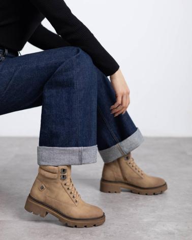 BOTA ESTILO MONTAÑA REFRESH 173187 BEIGE CON CORDONES BEIGE
