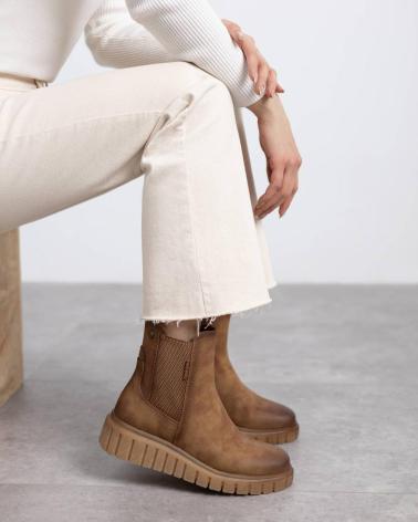 BOTÍN CHELSEA REFRESH 173211 CAMEL CON PLATAFORMA Y ELÁSTICOS LATERALES CAMEL