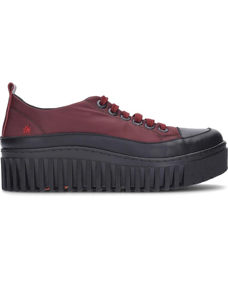 ZAPATILLAS ART BRIGHTON 1518 BURDEOS CON PLATAFORMA ROJO