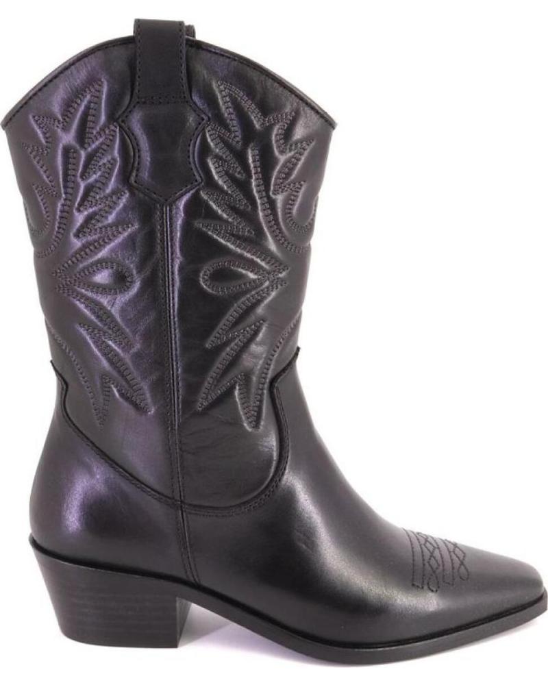 LOL SHOES HAYDE BOTTES COWBOY EN CUIR NOIR NEGRO