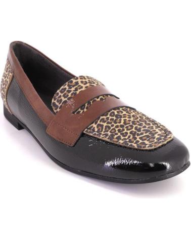 PITILLOS 10870 MOCASSINI STAMPA ANIMALIER E VERNICE NERA NEGRO