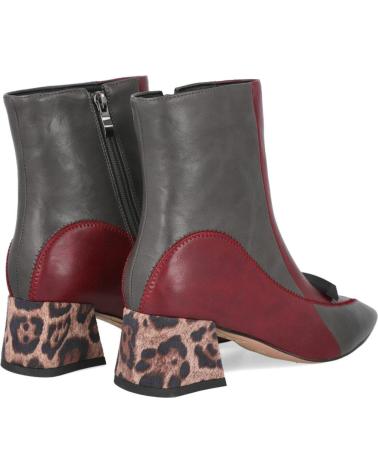 BOTTINE AZAREY 578K381 AVEC TALON LÉOPARD ET DÉTAILS BORDEAUX ET GRIS GRIS