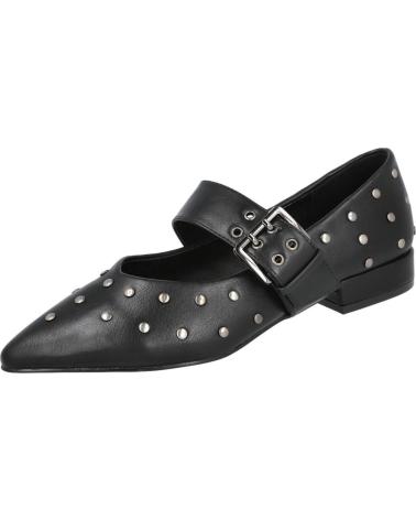AZAREY 608K145 BAILARINAS NEGRAS CON HEBILLA ANCHA Y TACHAS METALIZ NEGRO