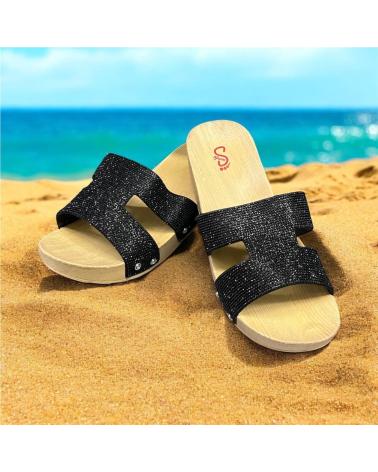 CALZADOMANIA CHANCLA CUNA PALA BRILLO NEGRO