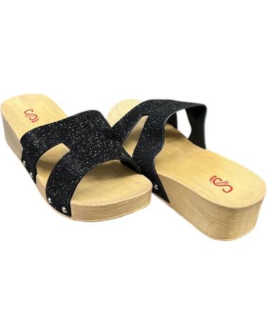 CALZADOMANIA CHANCLA CUNA PALA BRILLO NEGRO