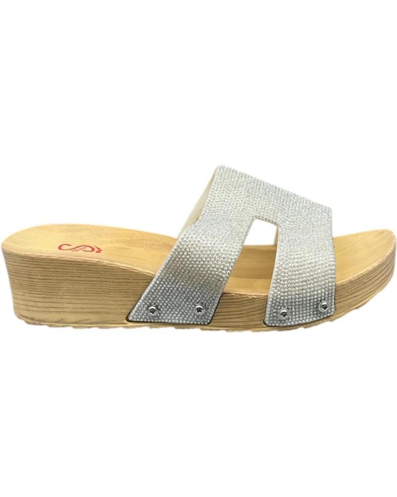 CALZADOMANIA CHANCLA CUNA PALA BRILLO PLATA