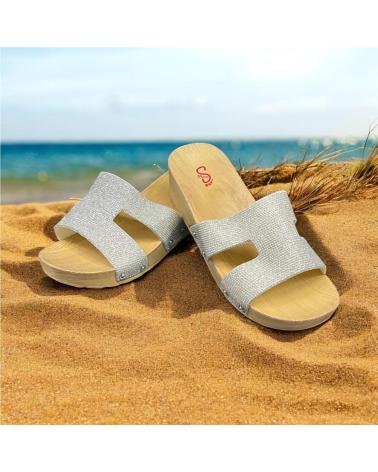 CALZADOMANIA CHANCLA CUNA PALA BRILLO PLATA