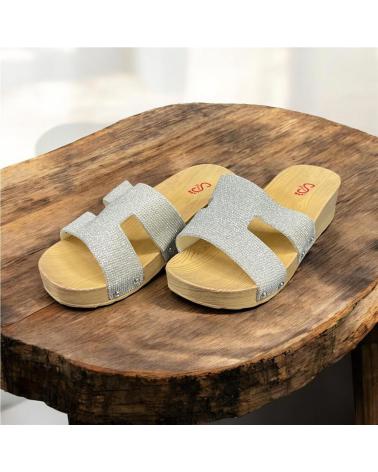 CALZADOMANIA CHANCLA CUNA PALA BRILLO PLATA