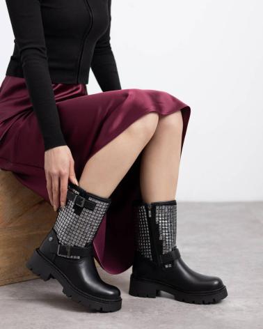 Inizio-XTI-XTI 144472 STIVALI NERI CON BORCHIE-NEGRO