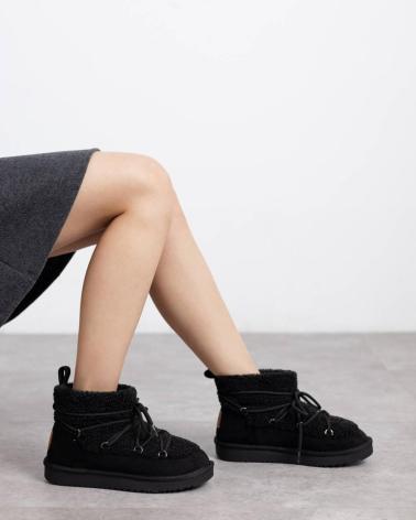 STIVALI DA NEVE XTI 144728 NERI CON LACCI E FODERA INTERNA NEGRO